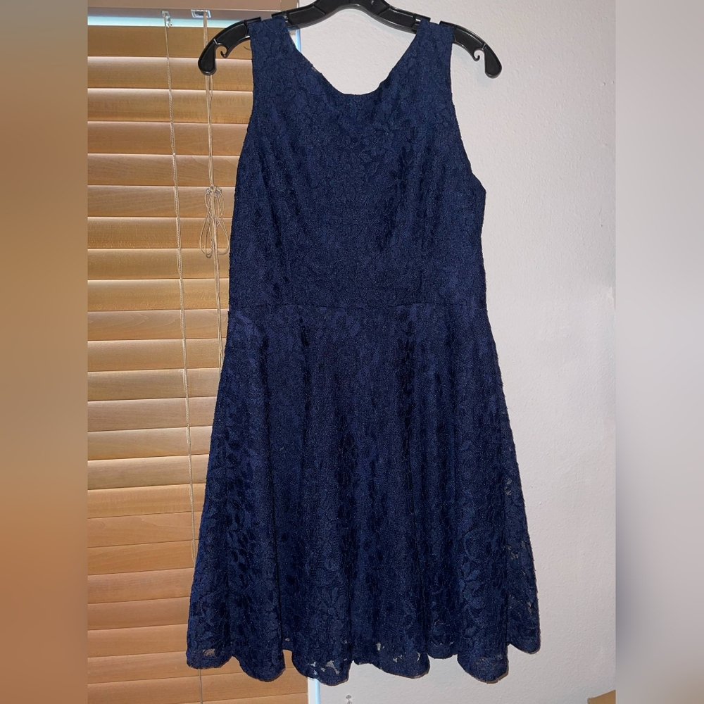Elegant Navy Lace Dress